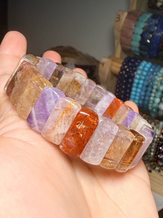 Jewelry - Super Seven Gemstone Statement Bangle Bracelet